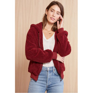 EVEREVE BLANKNYC NWT Cozy Full Zip Hoodie Sweatshirt Jacket  in Red // XS